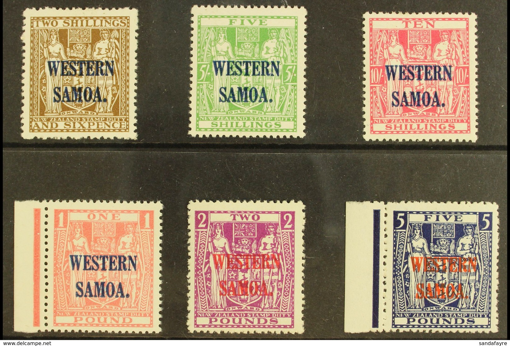 1935-42 Postal Fiscals On "Cowan" Paper Complete Set To £5, SG 189/194, Never Hinged Mint. (6 Stamps) For More Images, P - Samoa