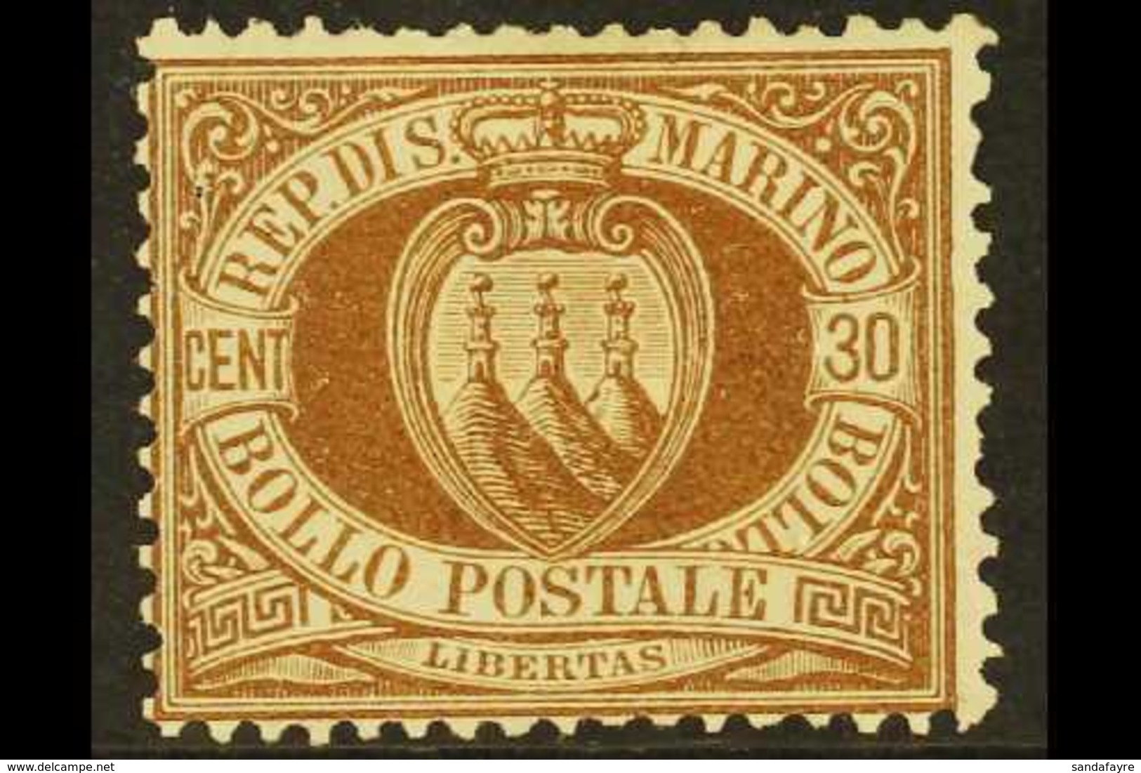1877 30c Brown, SG 6, Sass 6, Fine Mint With One Shortish Perf For More Images, Please Visit Http://www.sandafayre.com/i - Andere & Zonder Classificatie