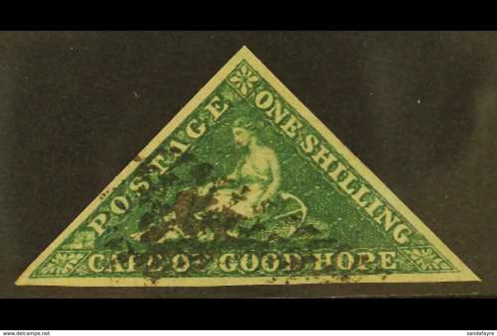 CAPE OF GOOD HOPE 1855-63 1s Deep Dark Green Triangle, SG 8b, Used With 3 Margins, A Light Corner Thin. Cat £550. For Mo - Unclassified