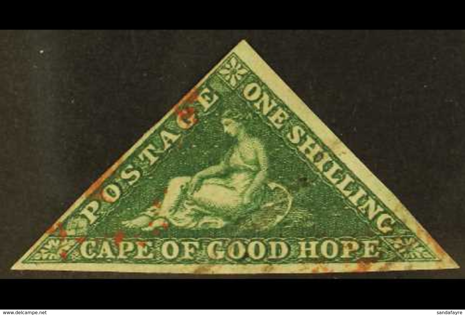 CAPE OF GOOD HOPE 1855-63 1s Deep Dark Green Triangular, SG 8b, Attractive With Three Clear To Large Margins, Black Tria - Sin Clasificación