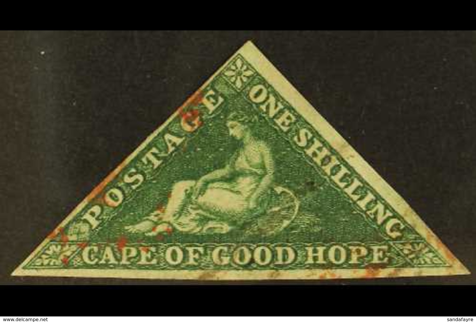 CAPE OF GOOD HOPE 1855-63 1s Deep Dark Green Triangular, SG 8b, Attractive With Three Clear To Large Margins, Black Tria - Ohne Zuordnung