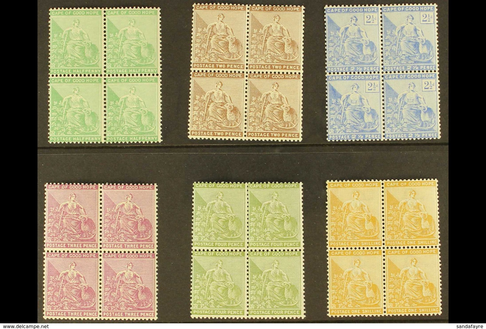 CAPE OF GOOD HOPE 1893-98 NHM BLOCKS OF 4. An Attractive Half Dozen NHM Blocks That Includes ½d Yellow Green (SG 61), 2d - Unclassified