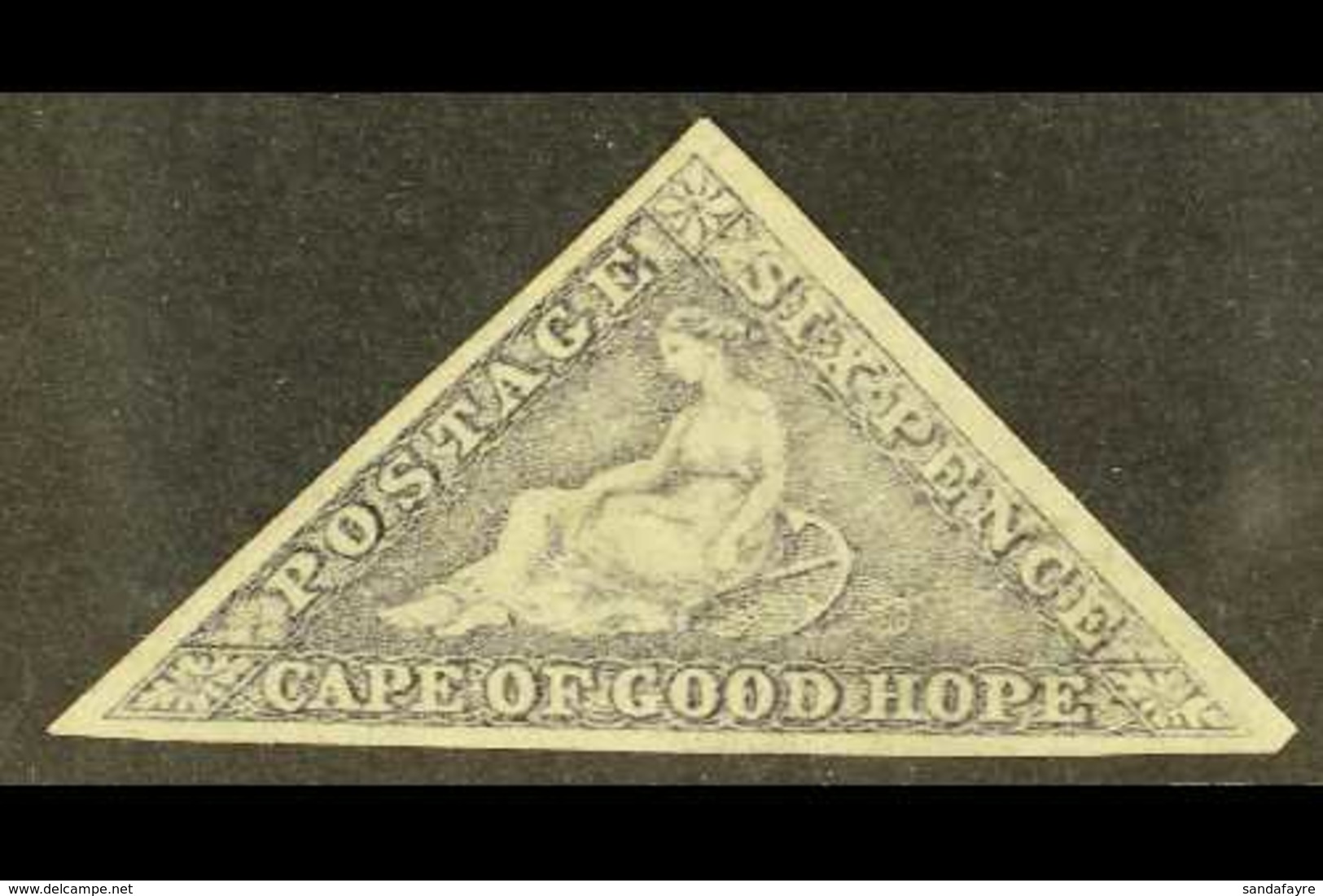 CAPE OF GOOD HOPE. 1862 6d Slate-lilac On Blued Paper Triangular, SG 7c, Mint Part OG With 3 Good Margins & Lovely Origi - Unclassified