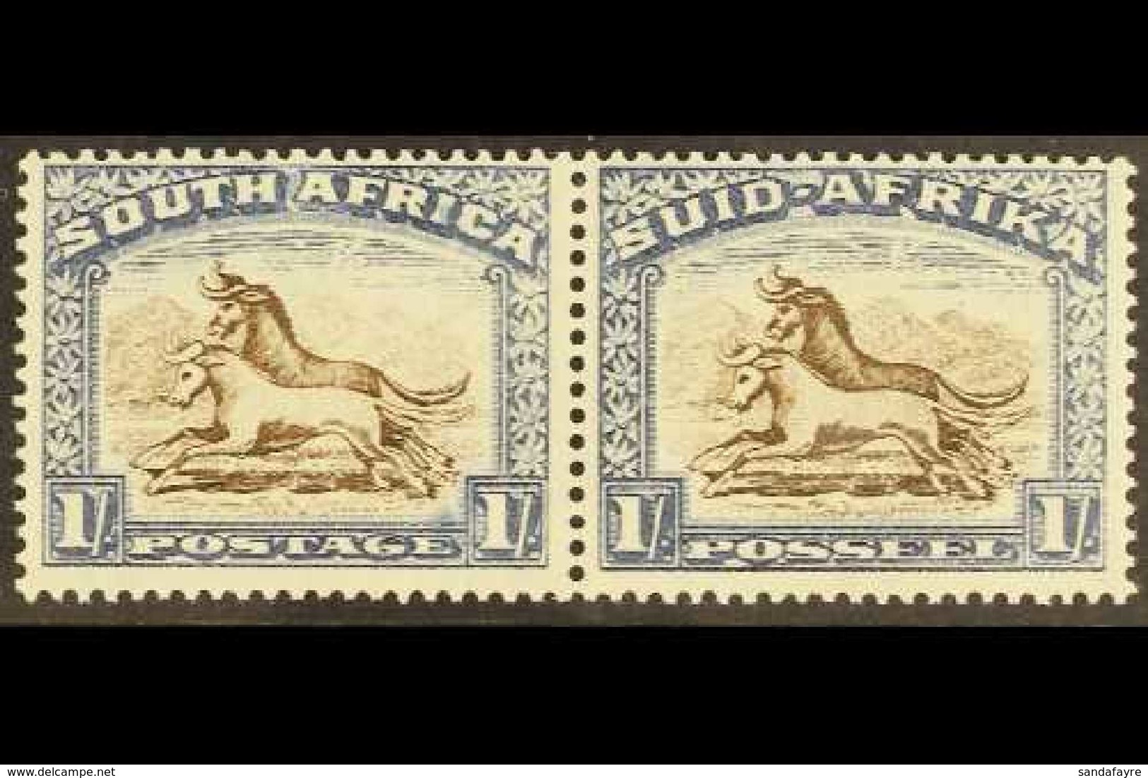 1933-48 1s Brown And Chalky Blue With WEAK SHADING ON MOUNTAIN Variety On The English Stamp, SG 62 Var, Never Hinged Min - Sin Clasificación