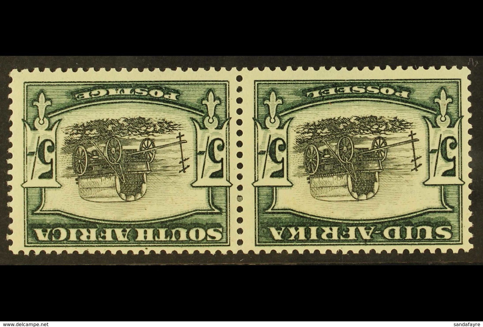 1933-48 5s Black & Green WATERMARK INVERTED Variety, SG 64aw, Fine Mint Horizontal Pair, Very Fresh. (2 Stamps) For More - Unclassified