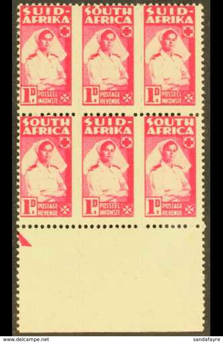 1942-4 1d Bantam War Effort, Block Of 6 (2 Units) With BLANK SLOGAN MARGIN, SG 98, Very Fine Mint. For More Images, Plea - Sin Clasificación