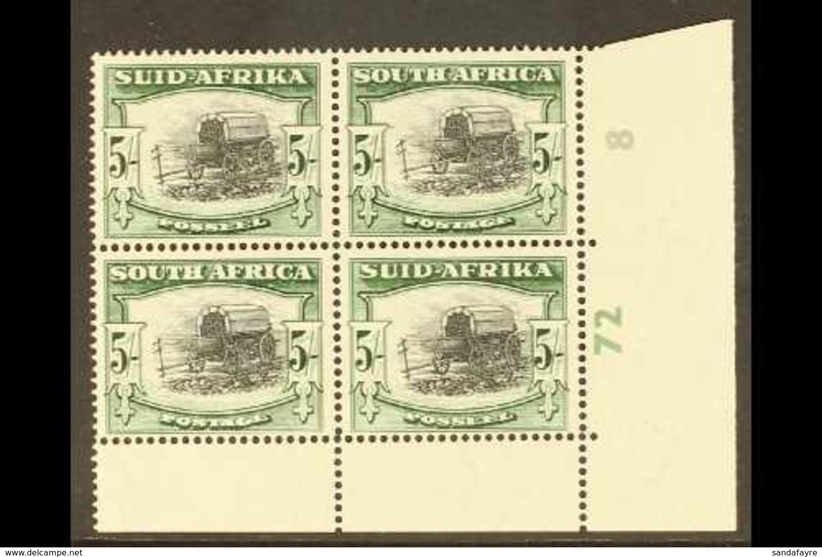 1947-54 5s Black & Deep Yellow-green, CYLINDER BLOCK "72 8" Of Four, SG 122b, Never Hinged Mint. For More Images, Please - Ohne Zuordnung