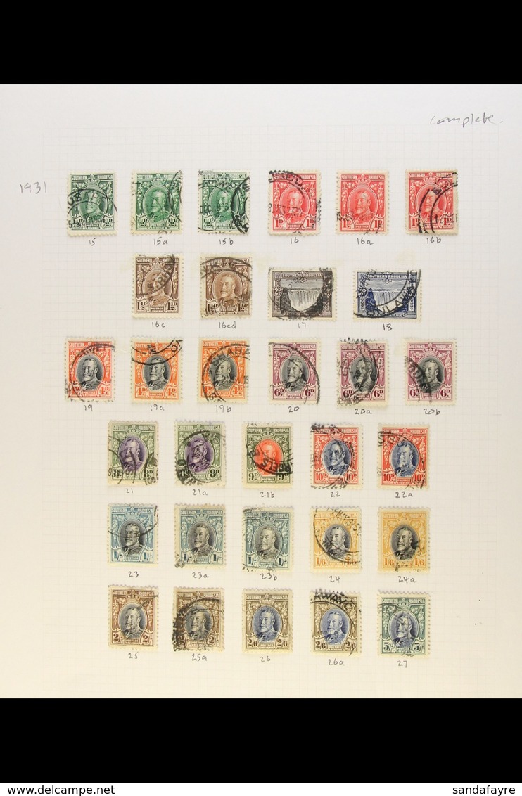 1931-7 KGV Field Marshals, ½d To 5s Complete Set, Plus All SG Listed Perforation Variants, SG 15/27, Good To Fine Used W - Rodesia Del Sur (...-1964)