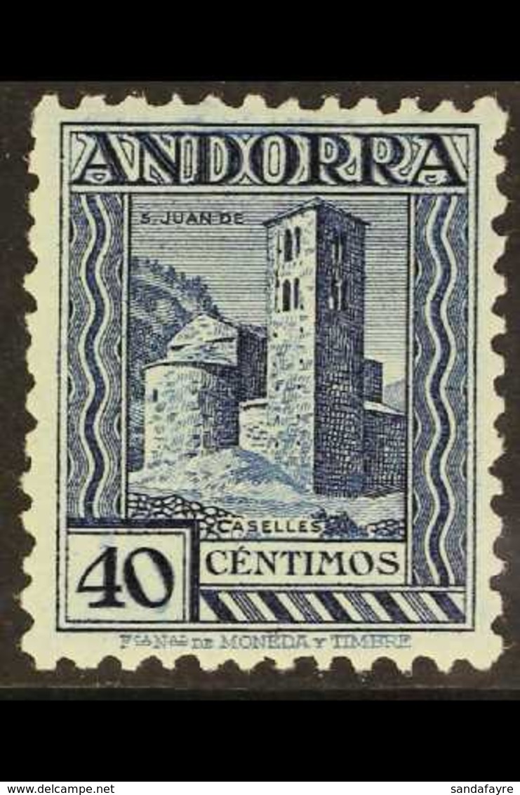 ANDORRA 1935-42 40c Deep Blue Perf 11½, SG 21B (Edifil 37), Never Hinged Mint. Very Scarce, Cat €1300. For More Images,  - Sonstige & Ohne Zuordnung