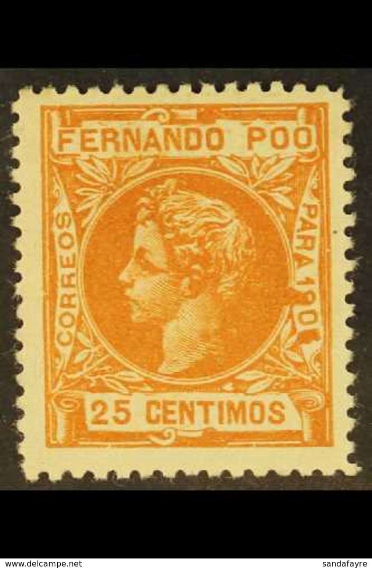 FERNANDO POO 1905 25c Dull Orange, VARIETY Over-inking On "PARA 1905" With Large Blobs On "9" & "5" SG 179, Mint, Small  - Andere & Zonder Classificatie