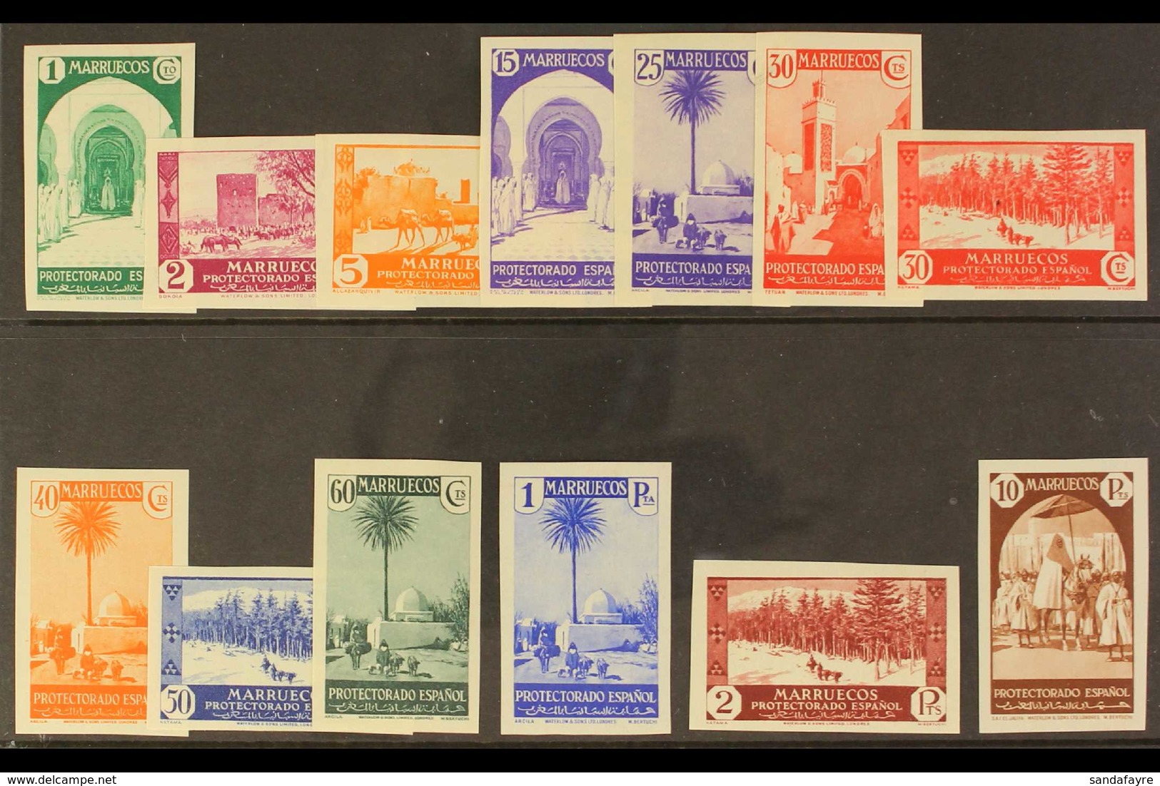 MOROCCO 1935-37 Pictorials IMPERFORATE Complete, As SG 165/170 & 177/183 (Edifil 148/160), Never Hinged Mint. Very Scarc - Otros & Sin Clasificación