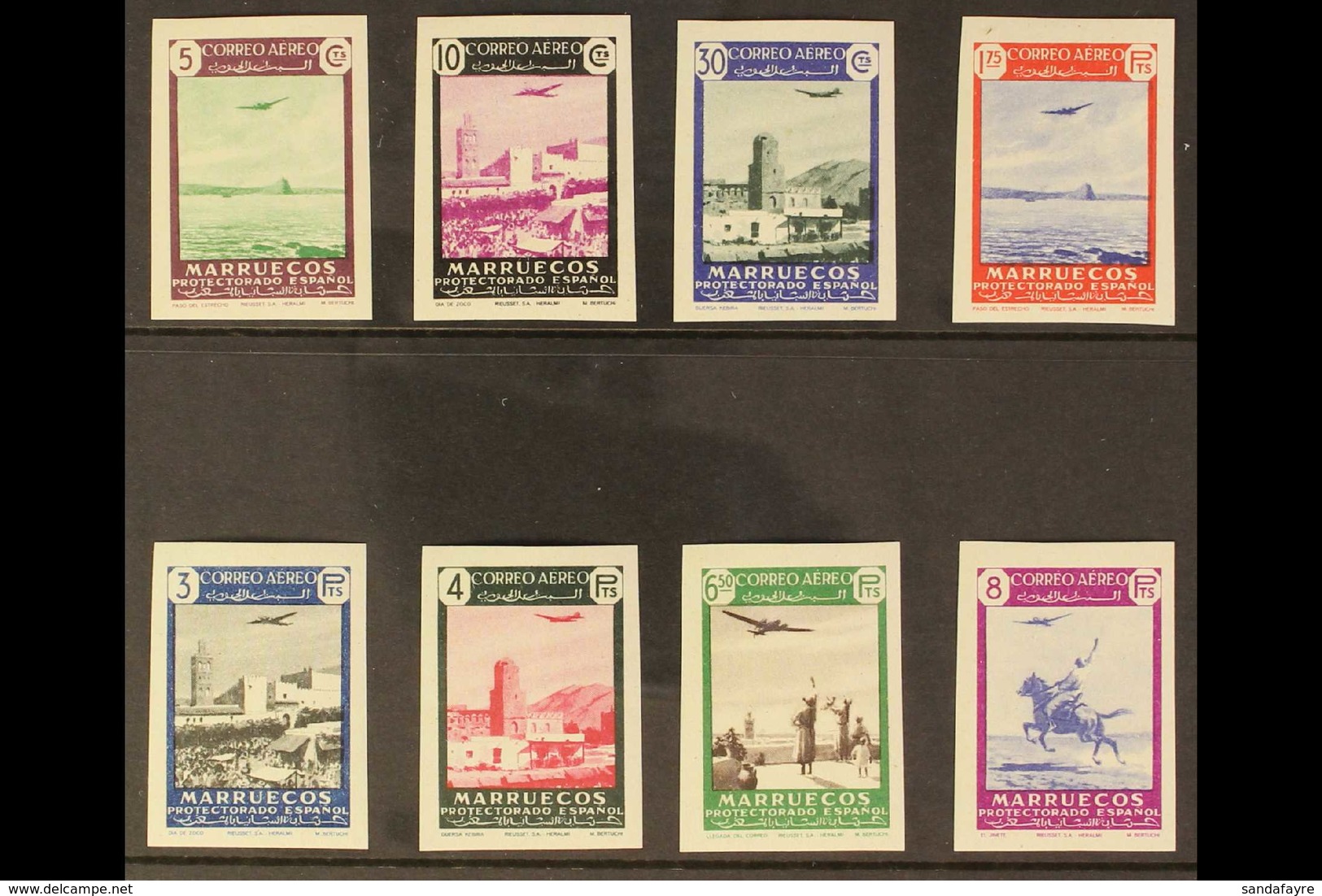 MOROCCO 1949 Airs IMPERFORATE Set Complete, As SG 324/331 (Edifil 297/304), Never Hinged Mint (8 Stamps) For More Images - Sonstige & Ohne Zuordnung