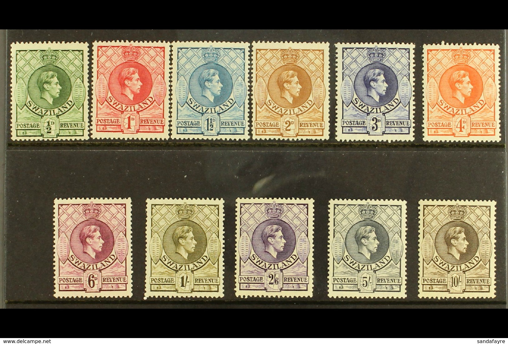 1938-54 KGVI Definitives Complete Basic Set, SG 28/38a, Never Hinged Mint. (11 Stamps) For More Images, Please Visit Htt - Swasiland (...-1967)