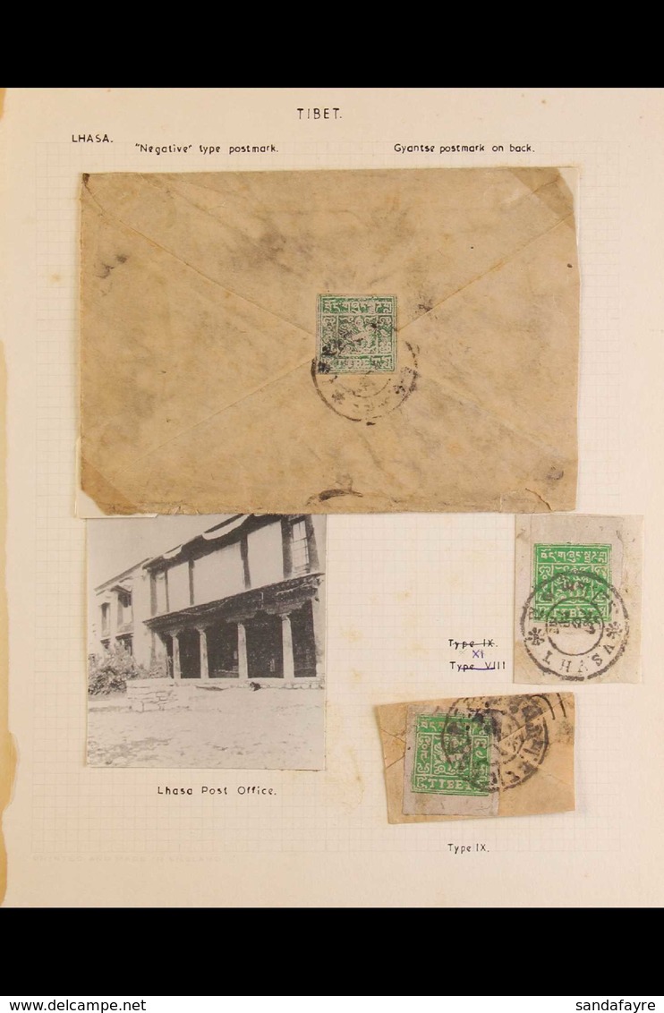 1933 - 60 Selection Of Covers And Pieces Franked Imperf ½t And 1t Imperfs Used With Lhassa Cancellations Including Negat - Tibet