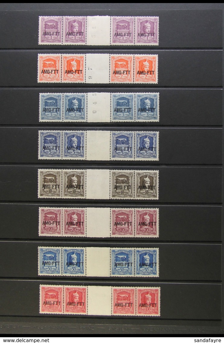 ALLIED MILITARY GOVERNMENT REVENUE STAMPS INDUSTRIAL AND COMMERCIAL TAX STAMPS Set To 100L In Never Hinged Mint GUTTER S - Altri & Non Classificati