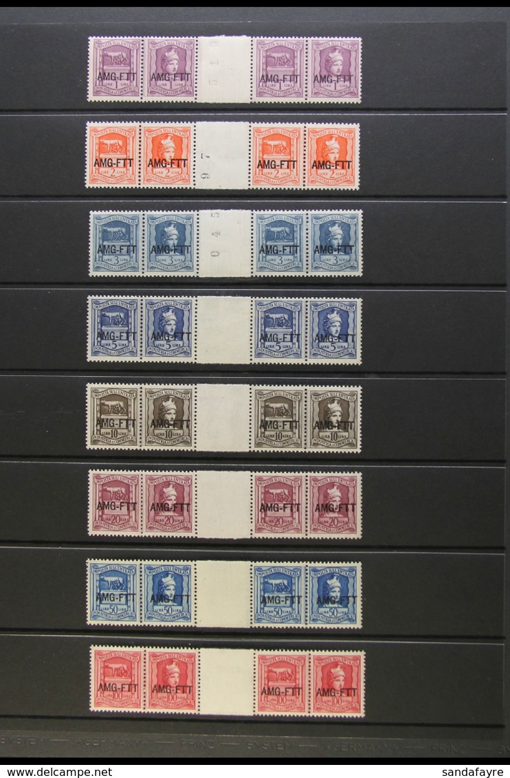 ALLIED MILITARY GOVERNMENT REVENUE STAMPS INDUSTRIAL AND COMMERCIAL TAX STAMPS Set To 100L In Never Hinged Mint GUTTER S - Andere & Zonder Classificatie