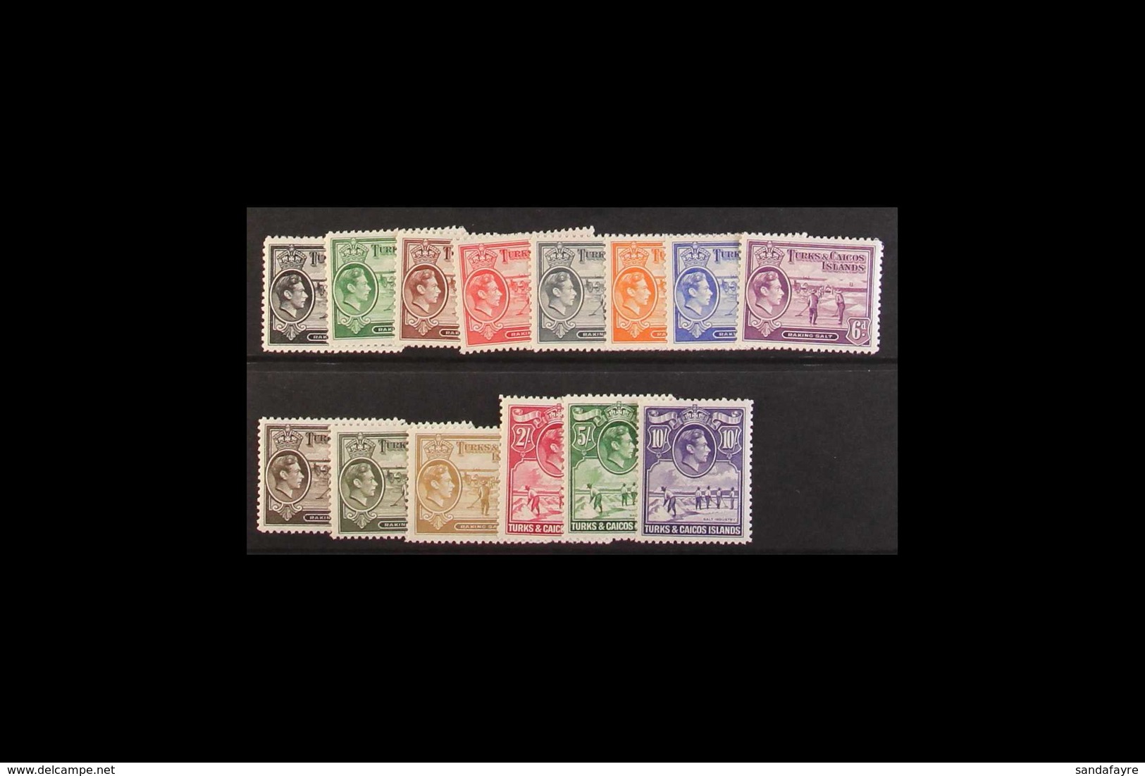 1938-45 Complete KGVI Set, SG 194/205, Fine Never Hinged Mint. (14 Stamps) For More Images, Please Visit Http://www.sand - Turks And Caicos