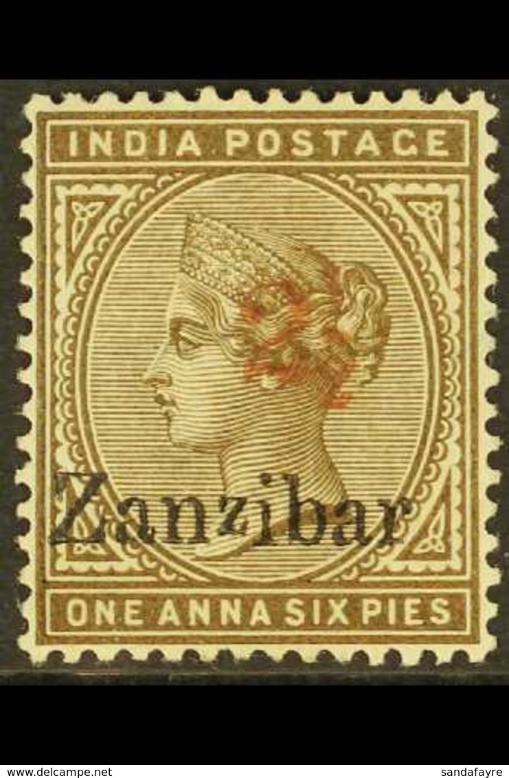 1898 2½ On 1a.6p Sepia, SG 36, Fine Mint. For More Images, Please Visit Http://www.sandafayre.com/itemdetails.aspx?s=629 - Zanzibar (...-1963)