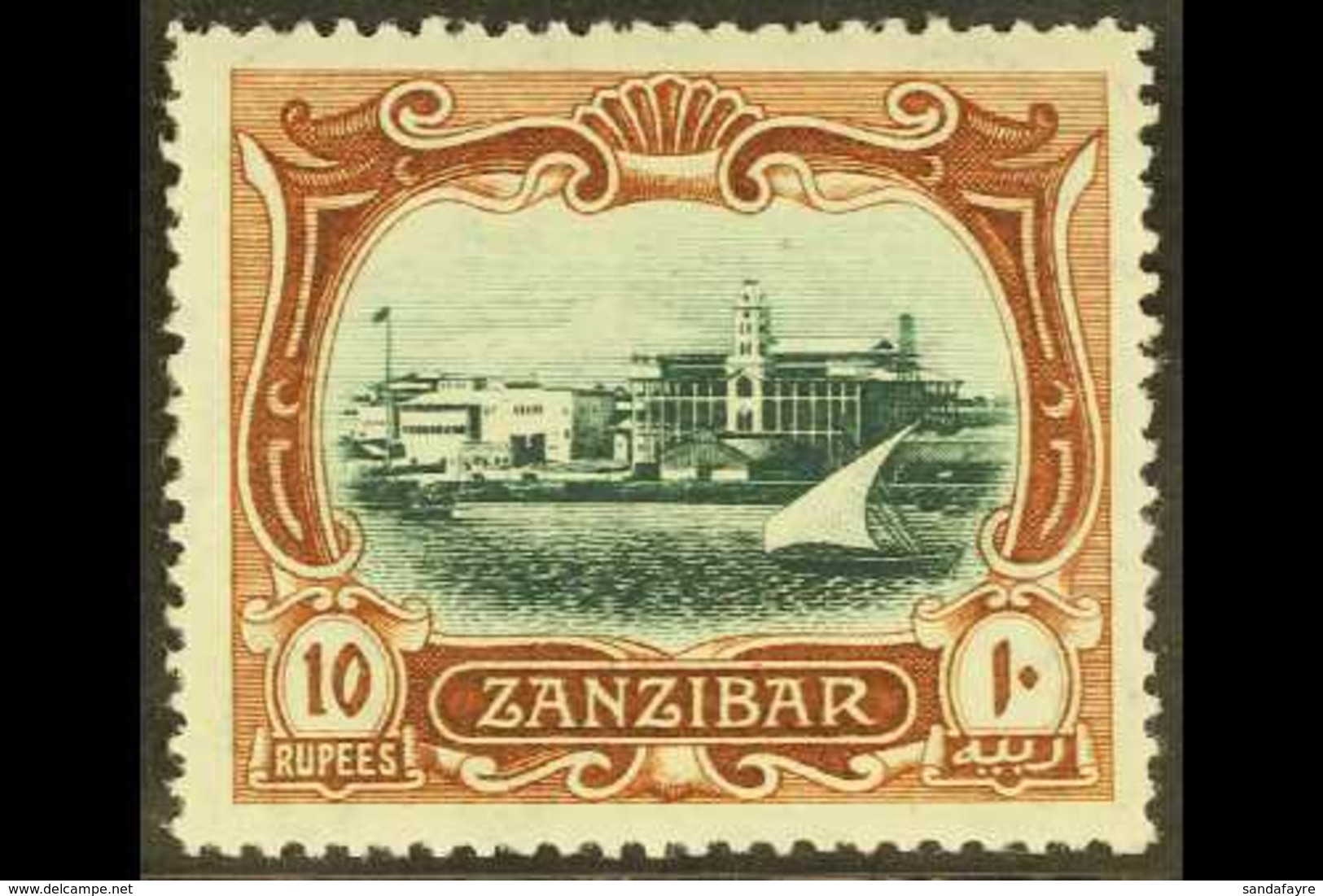 1908-09 10r. Blue-green And Brown, SG 239, Fine Mint. For More Images, Please Visit Http://www.sandafayre.com/itemdetail - Zanzibar (...-1963)