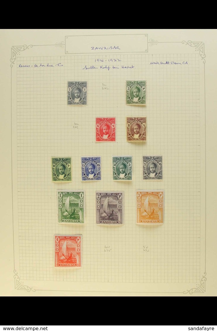 1913-67 MINT COLLECTION On Album Pages, We See 1913 Values To 4r, 1914-22 Set To 4r, 1921-9 Set To 5r, 1926-7 Few Values - Zanzibar (...-1963)