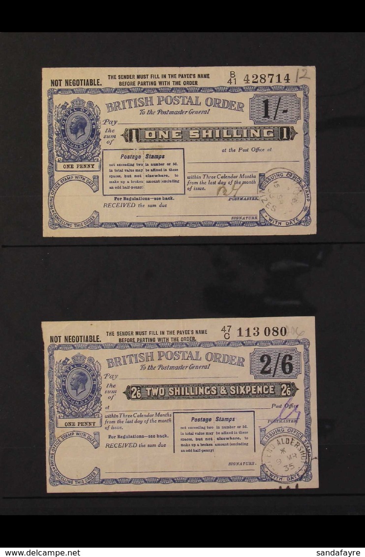 KGV AND KGVI POSTAL ORDERS Cds Used Collection Comprising KGV 1s, 2s6d And 5s; KGVI 6d (with Counterfoil), 6d Plus 3d St - Sonstige & Ohne Zuordnung