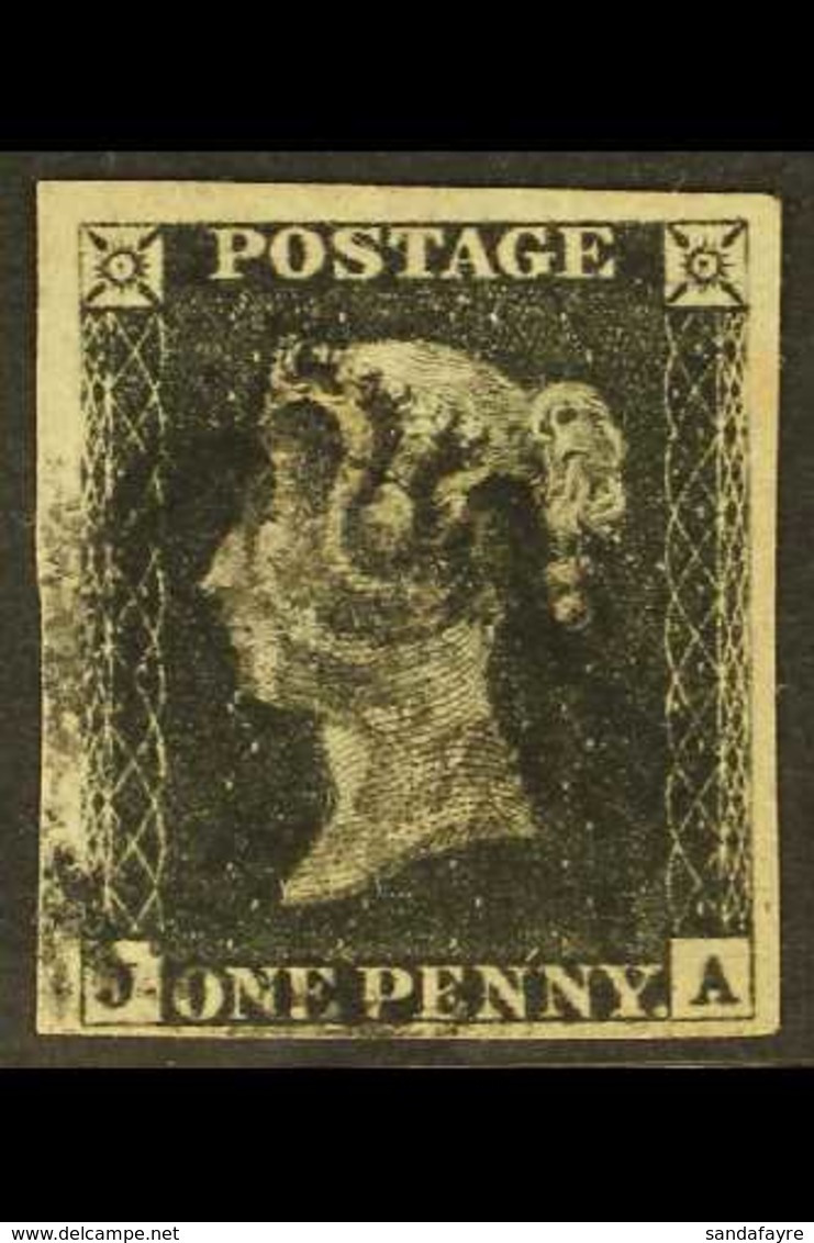 1840 1d Black, SG 2, Plate 1b, Check Letters "J - A", 4 Wide Margins, Tiny Thin In Wide Left Margin, Good Used With Blac - Unclassified