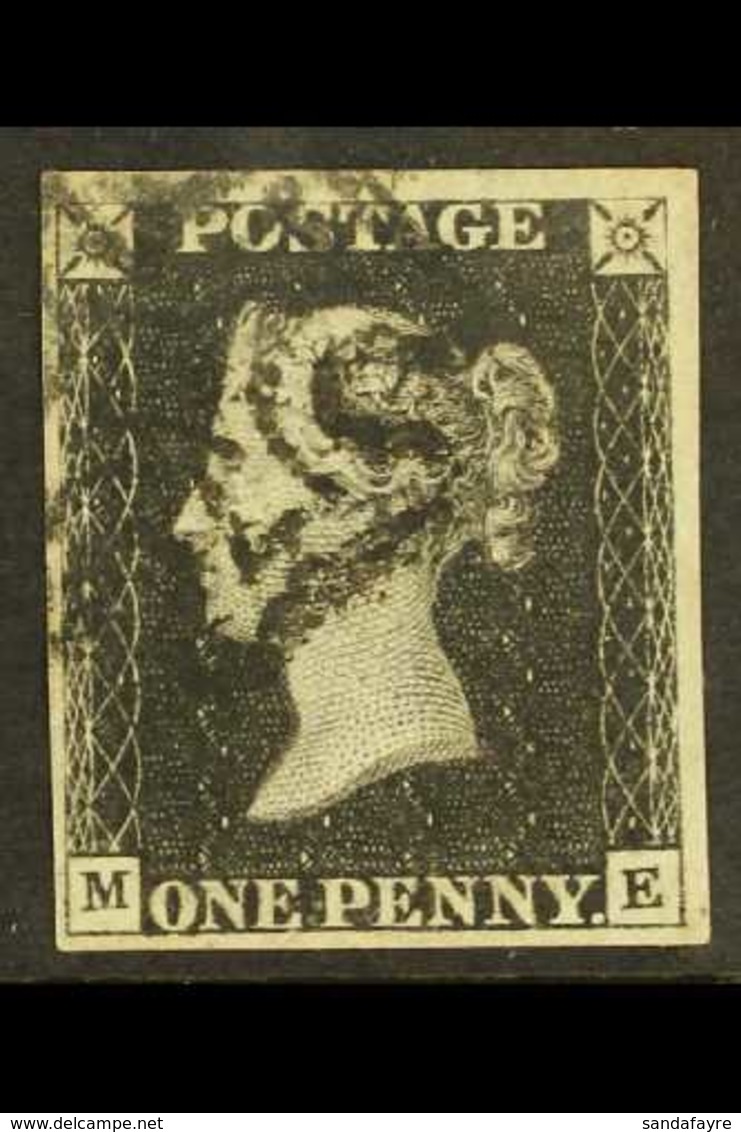 1840 1d Black 'ME' Plate 5, SG 2, Used With 4 Margins & Neat Black MC Pmk Over One Corner. Fresh And Attractive. For Mor - Zonder Classificatie