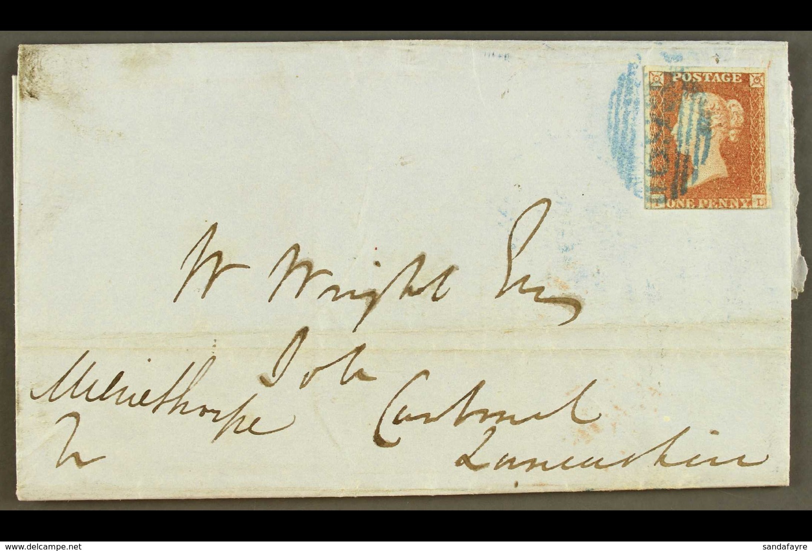 1850 (4 Sept) Entire From Shaftsbury To Cartmel, Lancashire (now Part Of Cumbria), Franked 1d Red, 3 Margins, Tied By Sh - Otros & Sin Clasificación