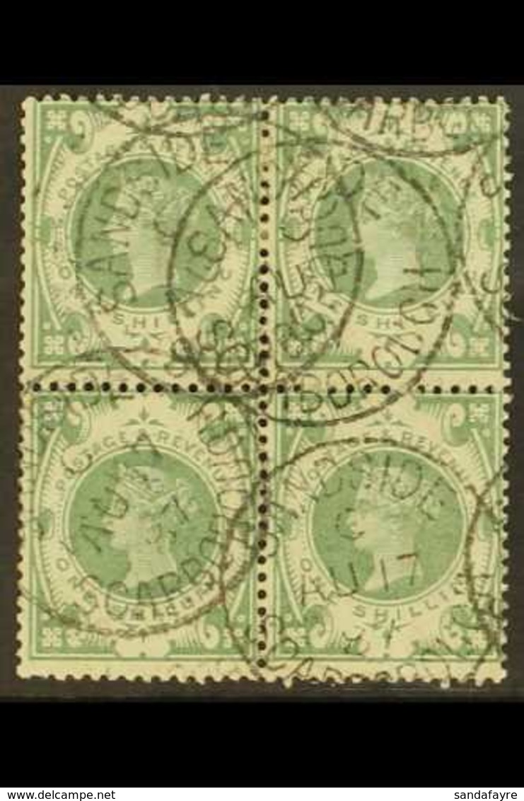 1887-92 1s Dull Green, SG 211, Used Block Of 4 With Multiple, Legible "Scarborough" Cds, Trace Of Light Vertical Crease  - Andere & Zonder Classificatie