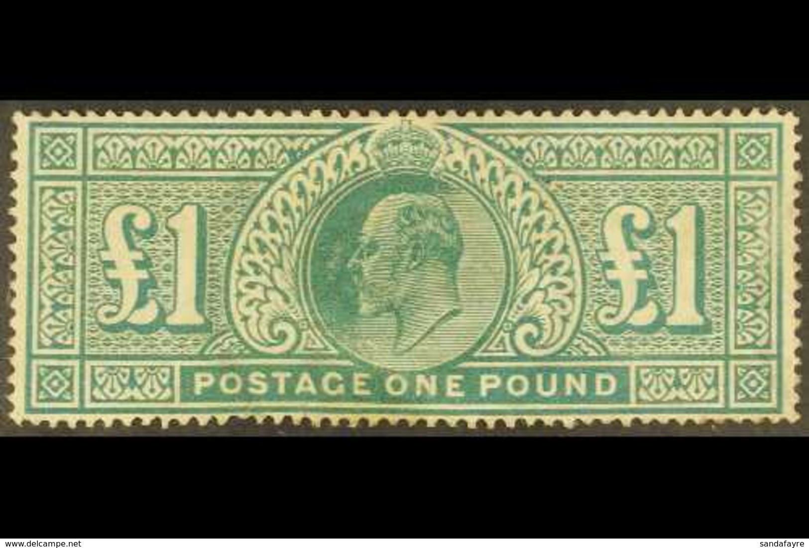 1902-10 £1 Dull Blue-green, SG 266, Mint, Part Original Gum, Faults Incl. Pressed Crease And Minor Surface Abrasion, Cat - Sin Clasificación