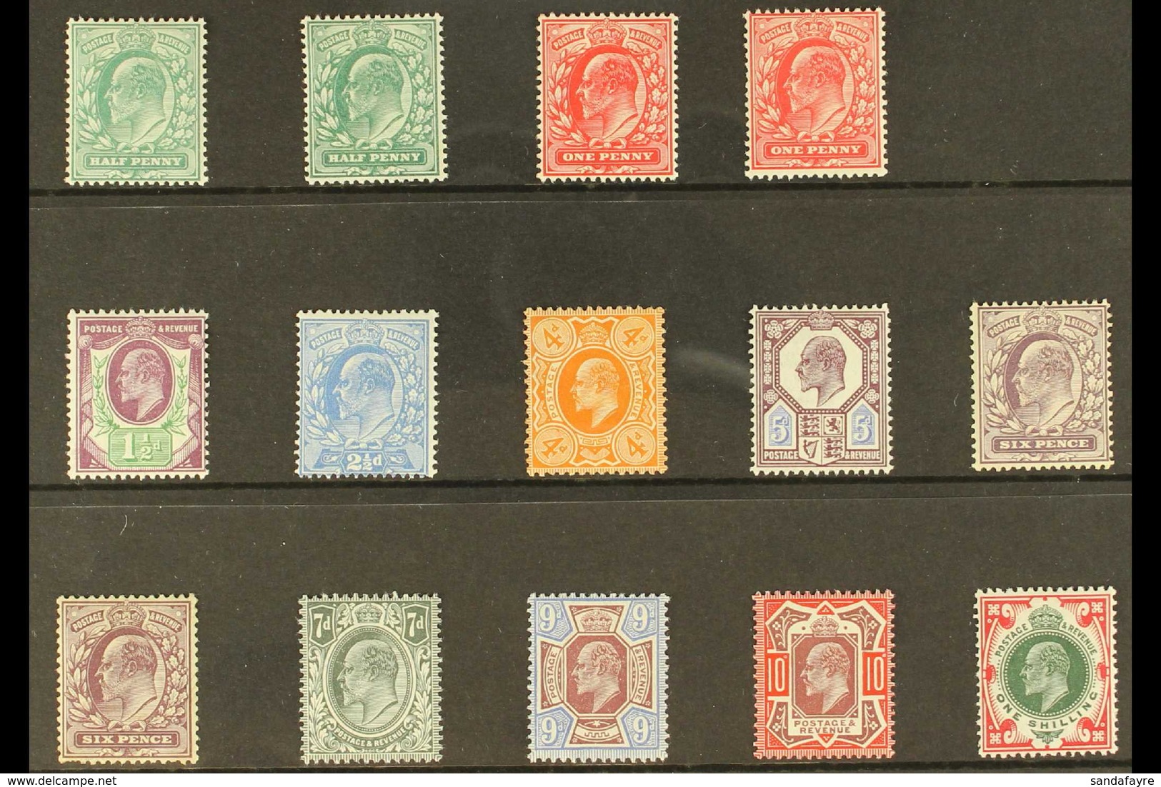 1902-10 De La Rue & Co Mint Selection On A Stock Card Inc Most Values To 1s With ½d, 1d & 6d Shades. (14 Stamps) For Mor - Sin Clasificación