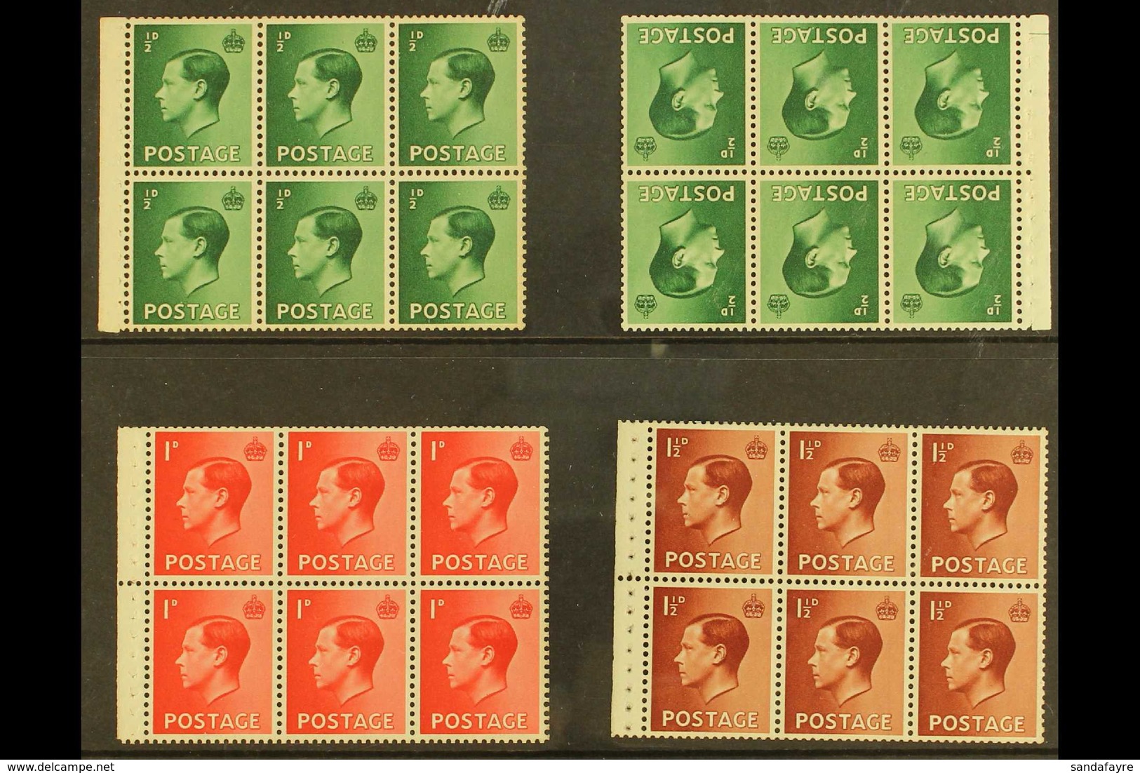 1936 BOOKLET PANES A Never Hinged Mint Selection Of Booklet Panes On A Stock Card That Includes ½d Upright & Inverted Wa - Non Classificati