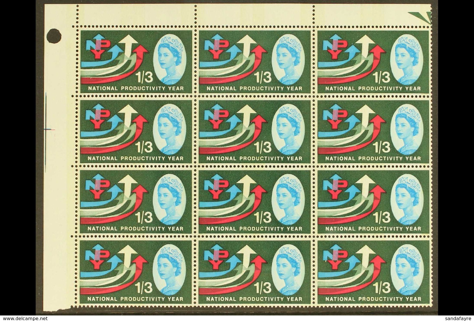 1962 National Productivity Year 1s6d Phosphor, SG 633p, CORNER BLOCK OF TWELVE (3 X 4) Superb Never Hinged Mint. Lovely! - Sonstige & Ohne Zuordnung