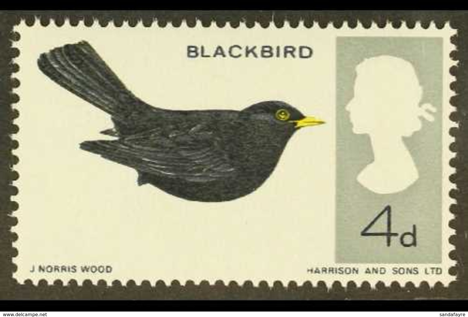 1966 BIRDS MISSING COLOUR 1966 Blackbird With MISSING REDDISH BROWN COLOUR (legs) Error, SG 699j, Never Hinged Mint. For - Sonstige & Ohne Zuordnung