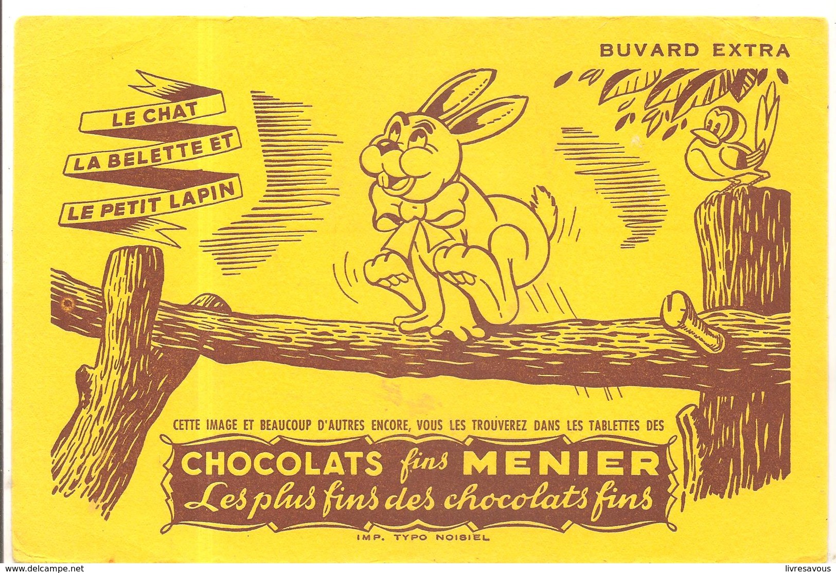 Buvard MENIER Chocolats Fins MENIER LE CHAT LA BELETTE ET LE PETIT LAPIN - Cocoa & Chocolat