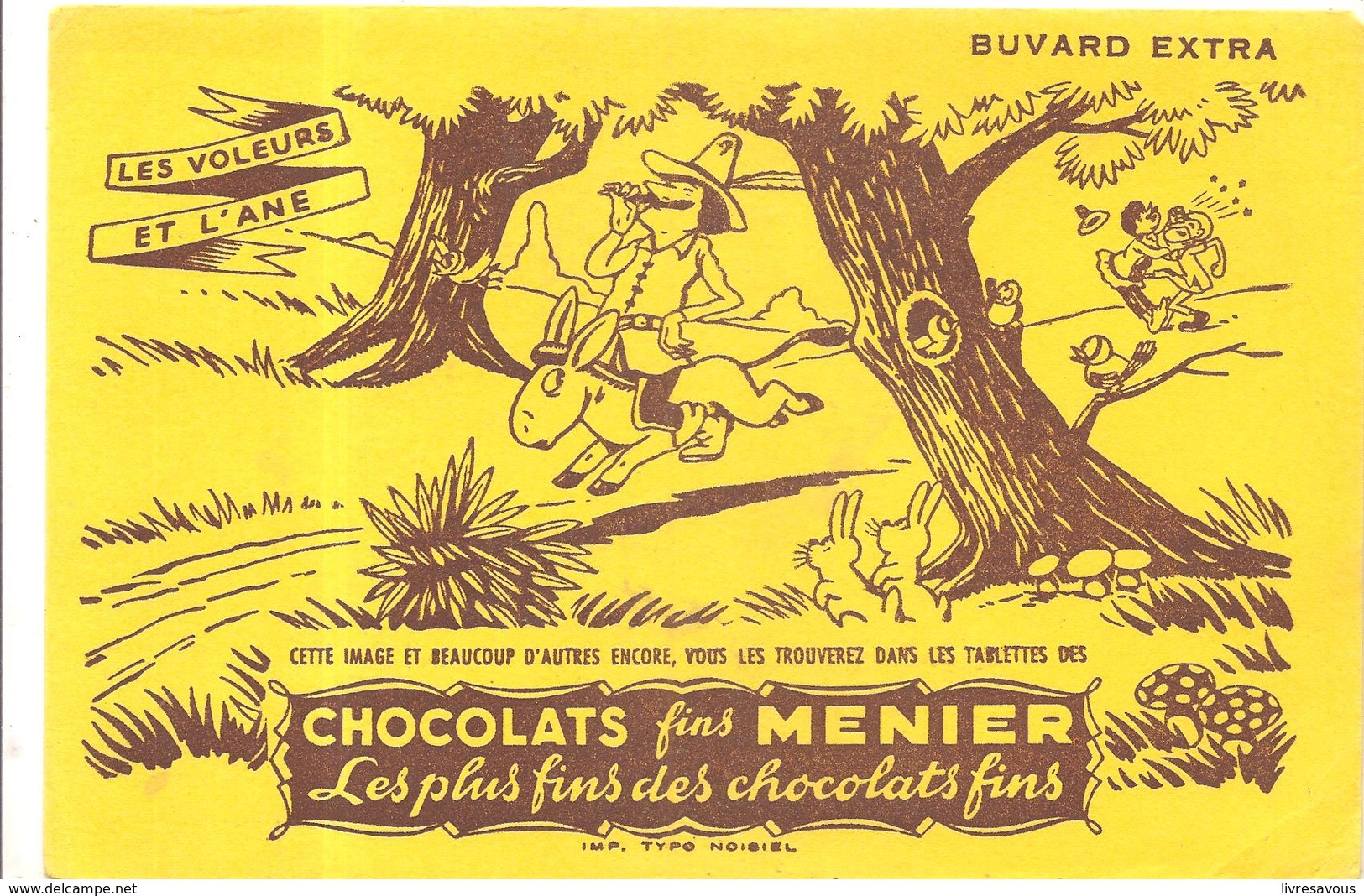 Buvard MENIER Chocolats Fins MENIER LES VOLEURS ET L'ANE - Chocolat