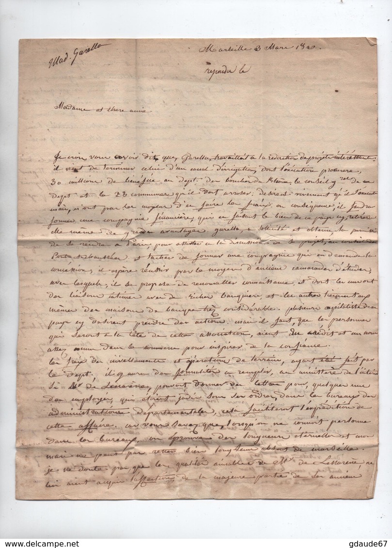 1820 - LETTRE Avec MP PP ROUGE PORT PAYE MARSEILLE Pour NICE -> MARQUE NIZZA MARITT - 1801-1848: Precursores XIX