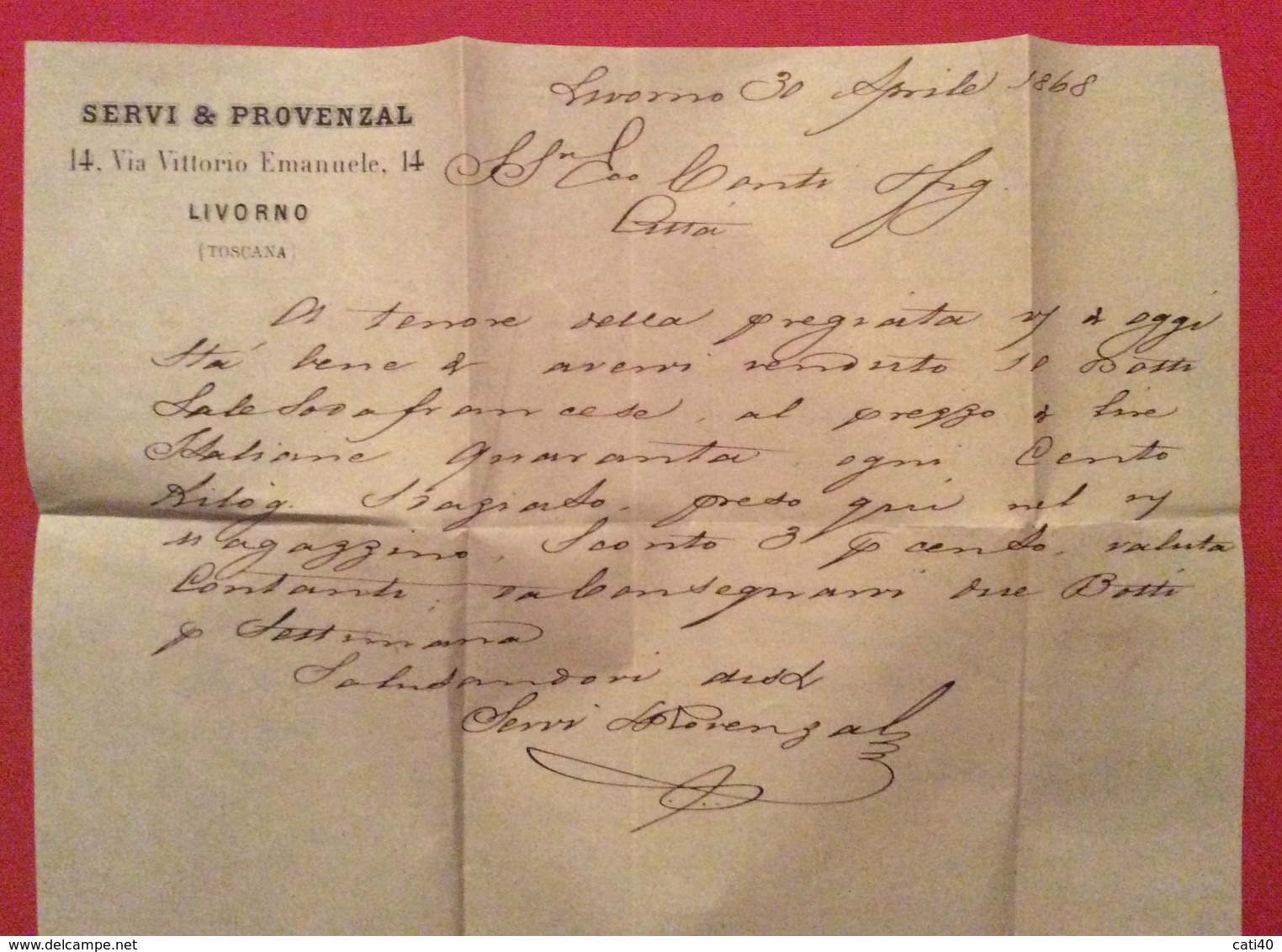 V.E.II 5 C. (DLR) ISOLATO  SU LETTERA PUBBLICITARIA  SERVI & PROVENZAL DA DA LIVORNO PER CITTA'  IL 30/4/68 - Storia Postale