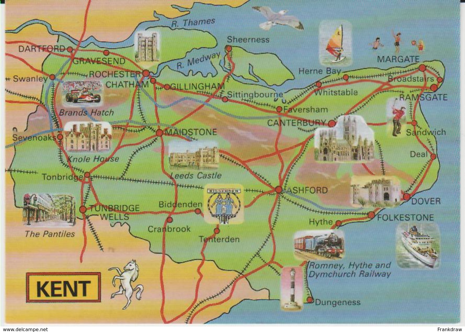 Postcard - Map - Kent With Illustrations Card No.c8893 - Unused   Very Good - Unclassified