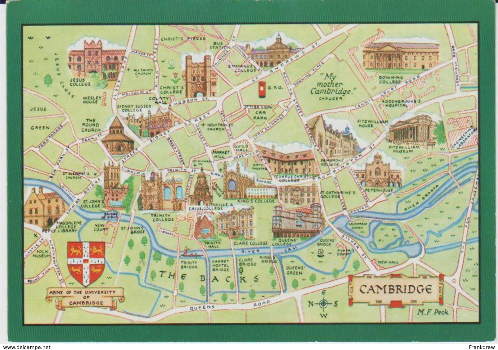 Postcard - Map - Of Cambridge Will Ills - Unused Very Good - Unclassified
