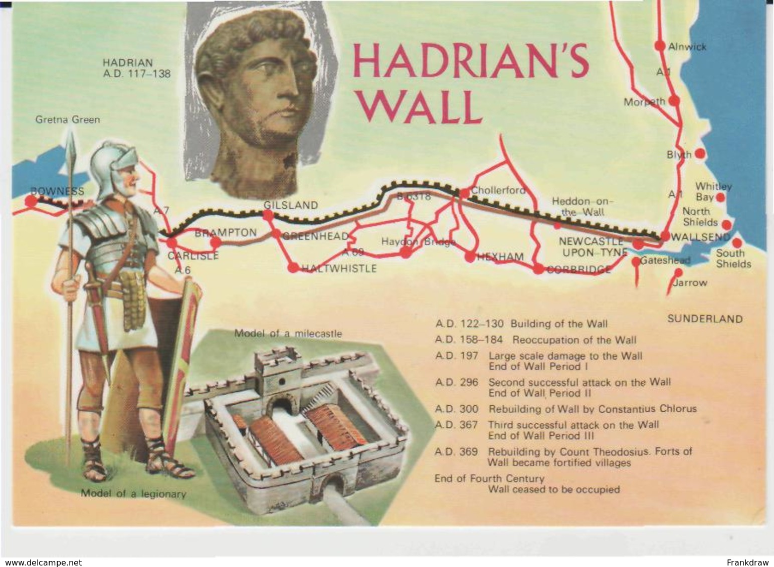 Postcard - Map - Of Hadrian's Wall, Card Number N1703l - Unused Very Good - Unclassified