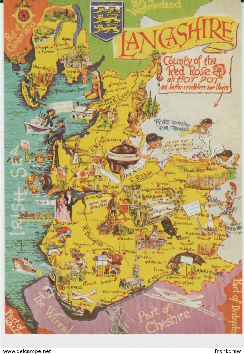 Postcard - Map - Lancashire - County Of The Red Rose - Unused   Very Good - Ohne Zuordnung