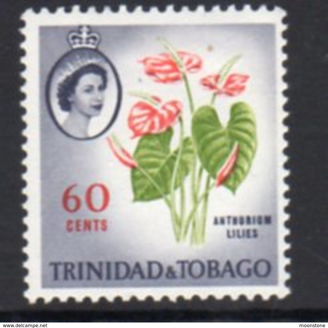 Trinidad & Tobago 1960-7 Definitives 60c Anthurium Lilies Value, Shade - Yellow-green Leaves, MNH, SG 295 - Trinidad & Tobago (...-1961)