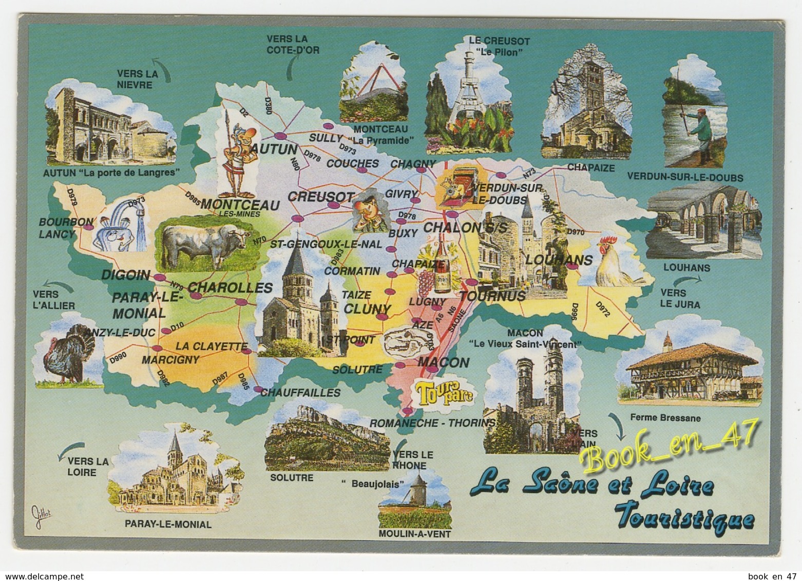{79249} 71 Saône Et Loire Touristique , Carte Et Illustrations - Cartes Géographiques