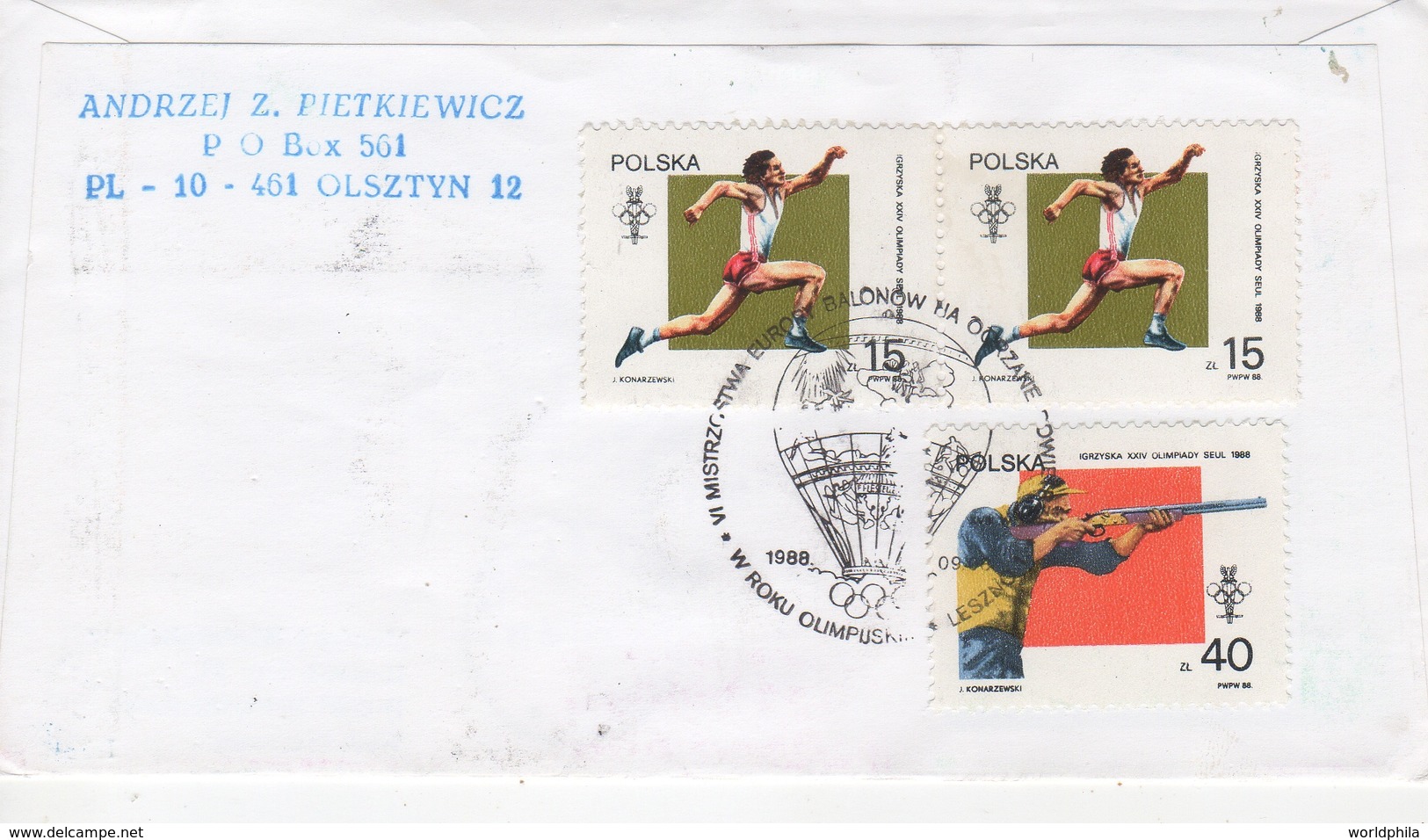 Poland-Germany 1988 Olympics Games Seoul, Baloon Post Express Registered Cover - Zomer 1988: Seoel