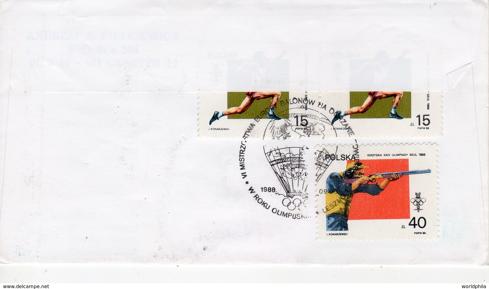 Poland-Germany 1988 Olympics Games Seoul, Baloon Post Express Registered Cover - Zomer 1988: Seoel