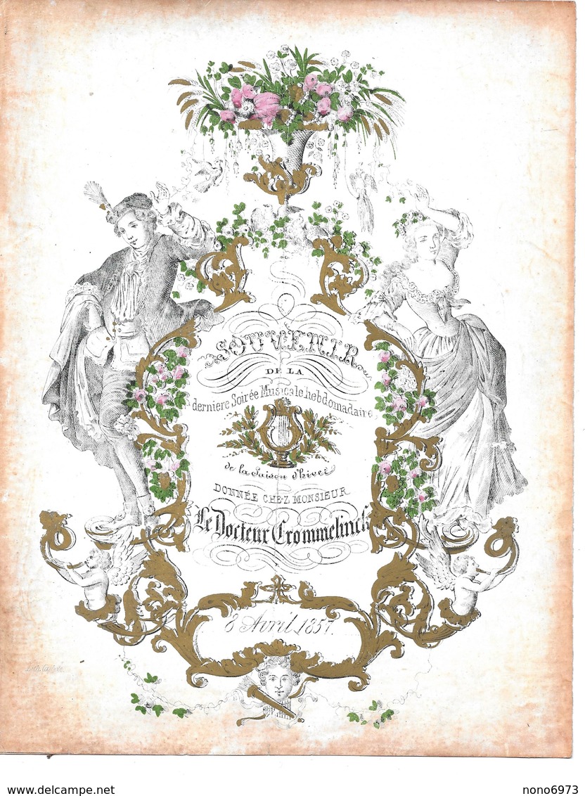 8 Avril 1857  Souvenir De La Dernière Soirée Musicale Hebdomadaire Donnée Chez Monsieur Le Docteur Crommelinck - Programmes