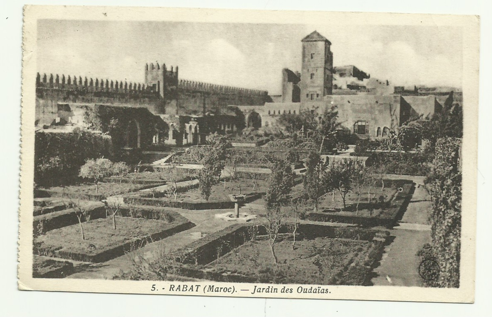 Carte Sépia   5.  RABAT (Maroc)  .Jardin Des Oudaias - Rabat