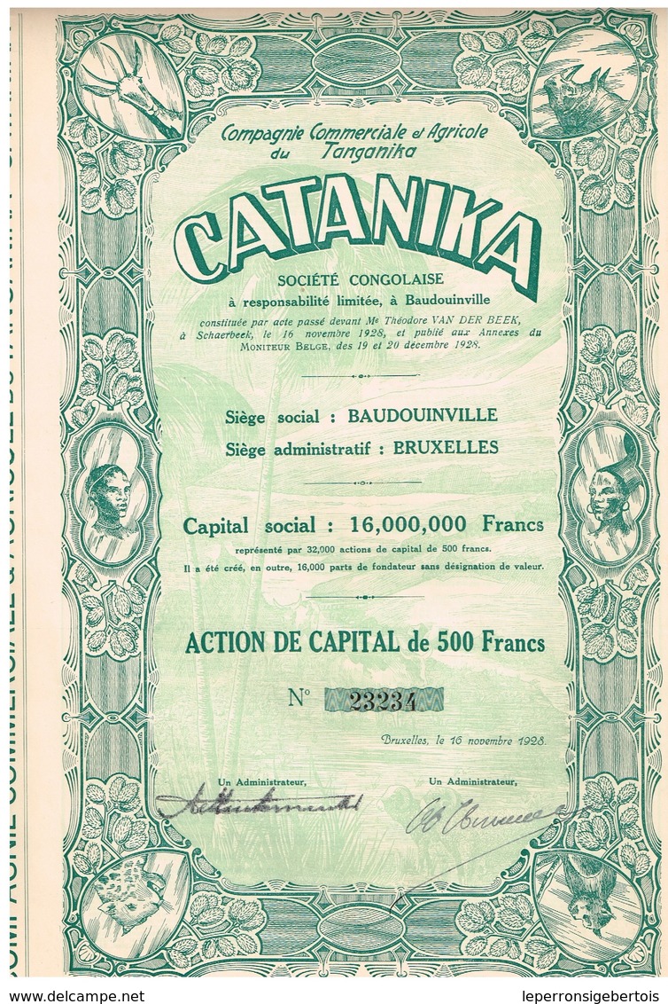 Action Ancienne - Compagnie Commerciale Et Agricole Du Tanganika "CATANIKA" - Titre De 1928 - N° 23234 - Afrique