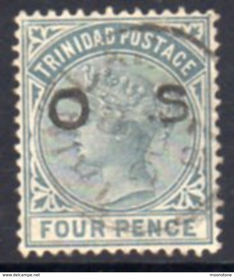 Trinidad QV 1894 4d Grey OS Offical Overprint, Used, SG O4 - Trinidad & Tobago (...-1961)